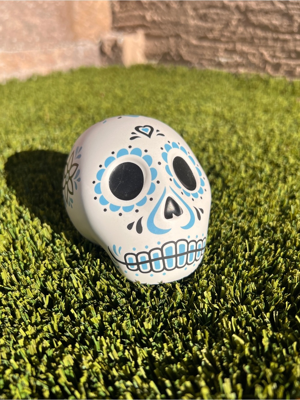 White and Blue Sugar Skull Home Accent - Brand